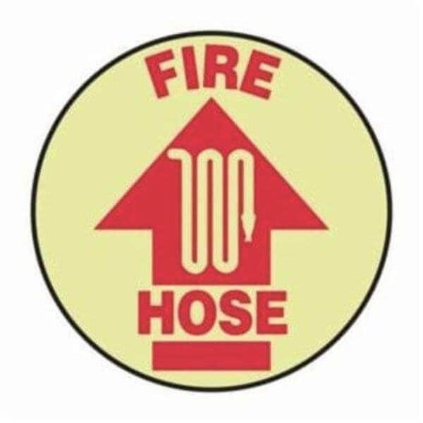 Accuform Floor Sign, Series SlipGard, Legend FIRE Hose ARROW, NonSlip Adhesive LumiGlow, 17 in Height MFS772 - main